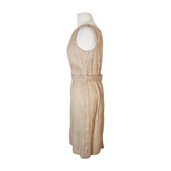 Lida Baday Champagne Silk Belted Dress - Picture 2 of 6